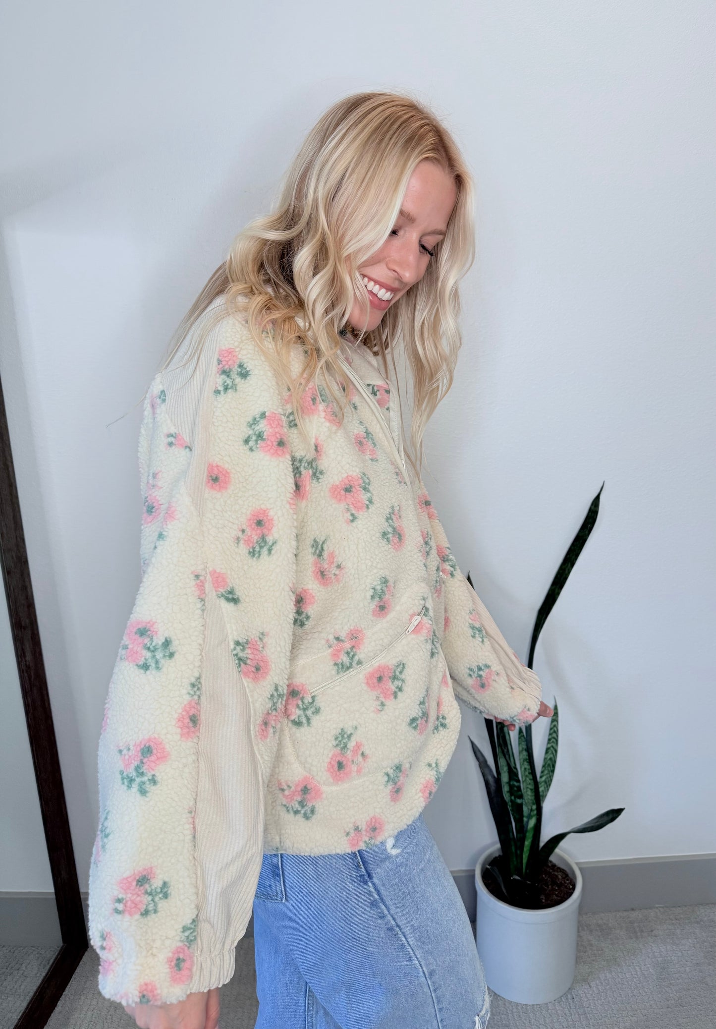 falling for floral oversized pullover