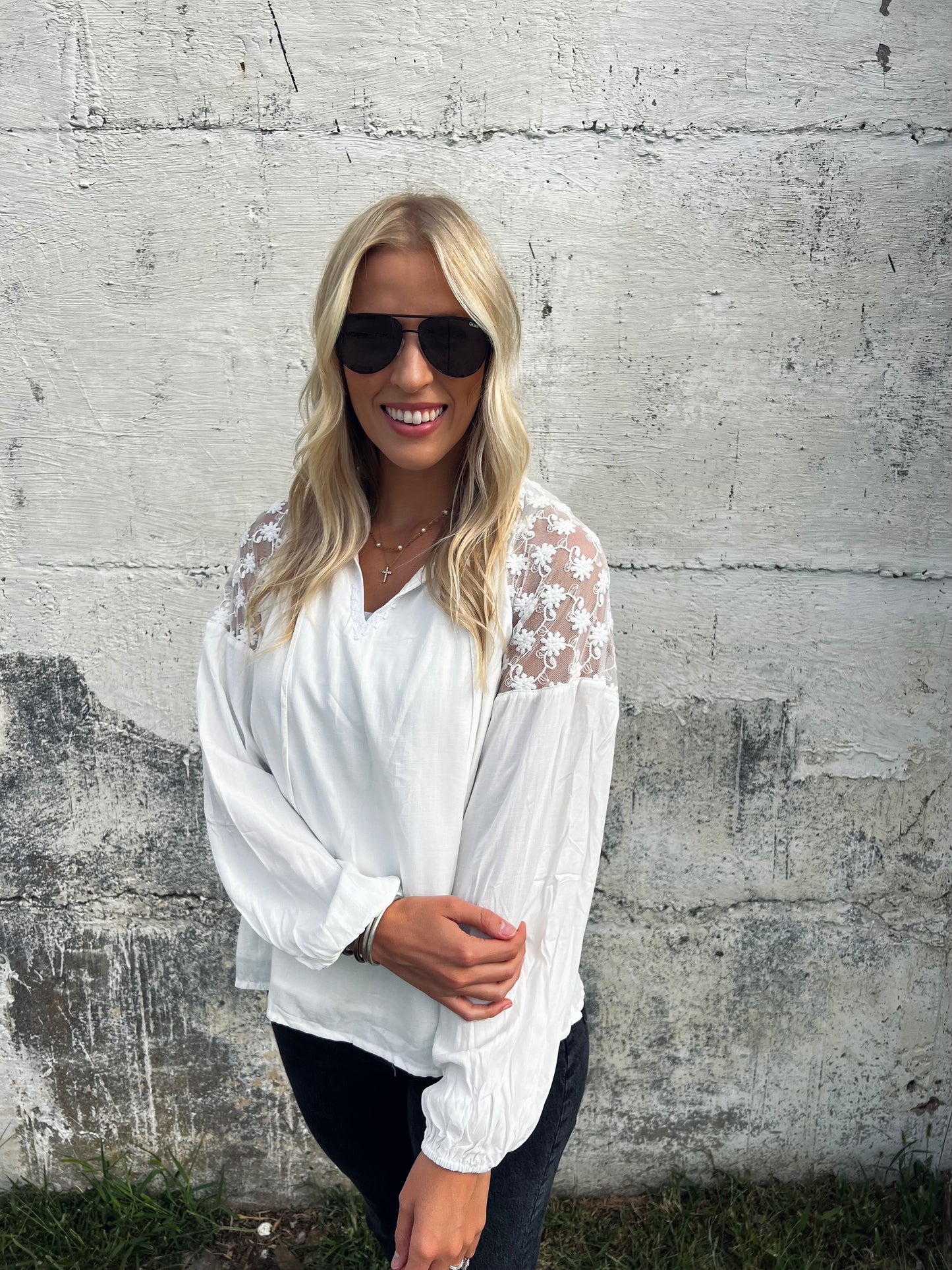 white lace blouse