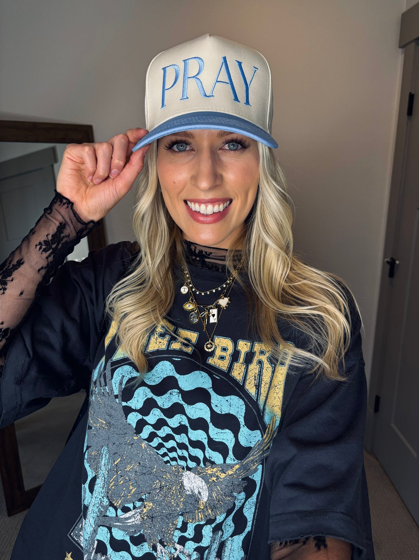 pray hat blue