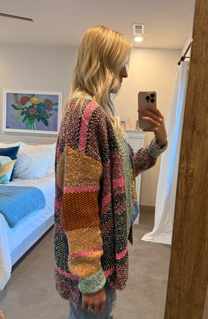 colorful oversized cardigan