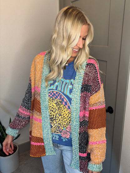 colorful oversized cardigan