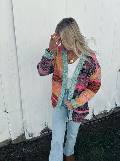 colorful oversized cardigan