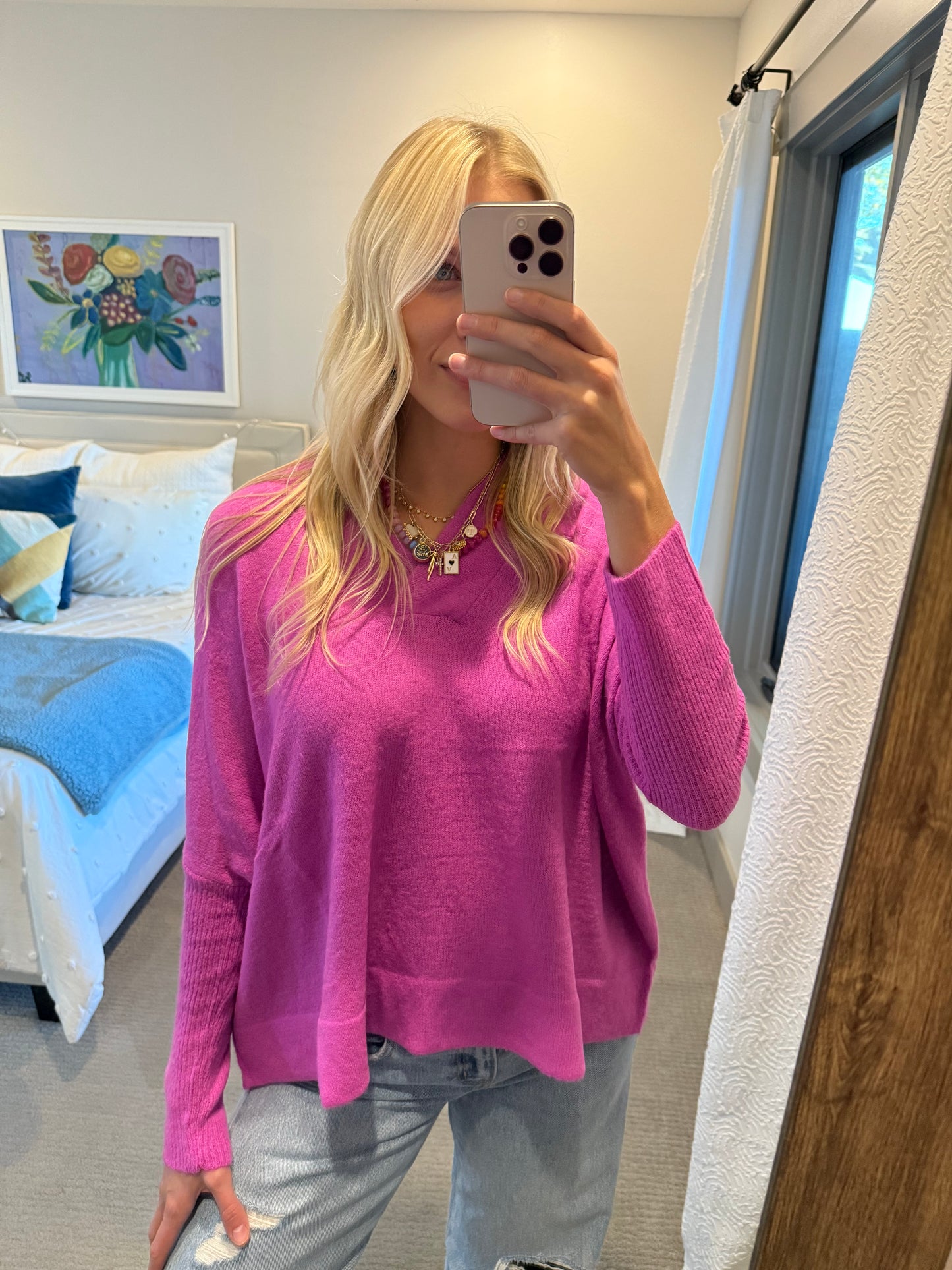 more pink please sweater