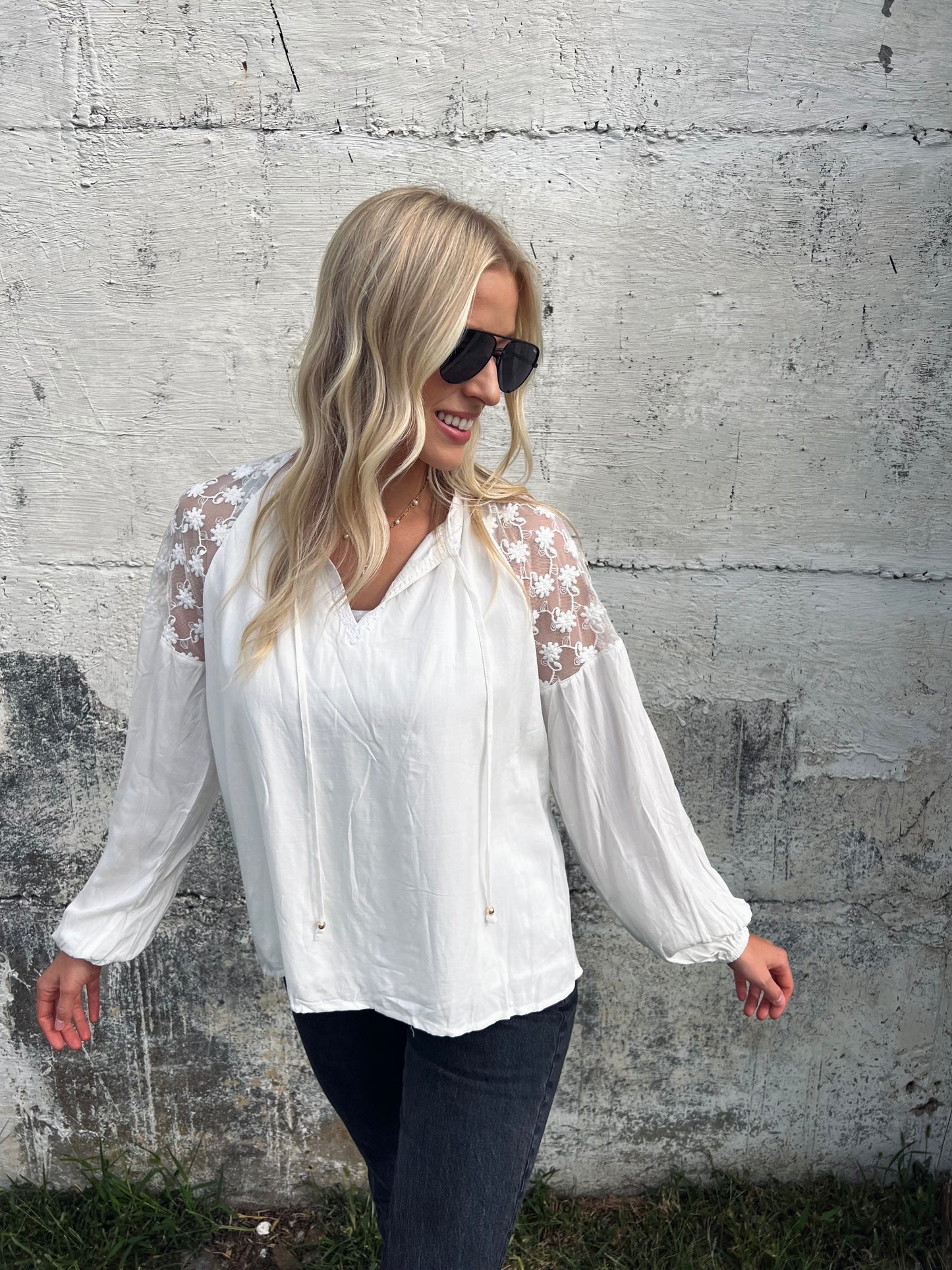 white lace blouse