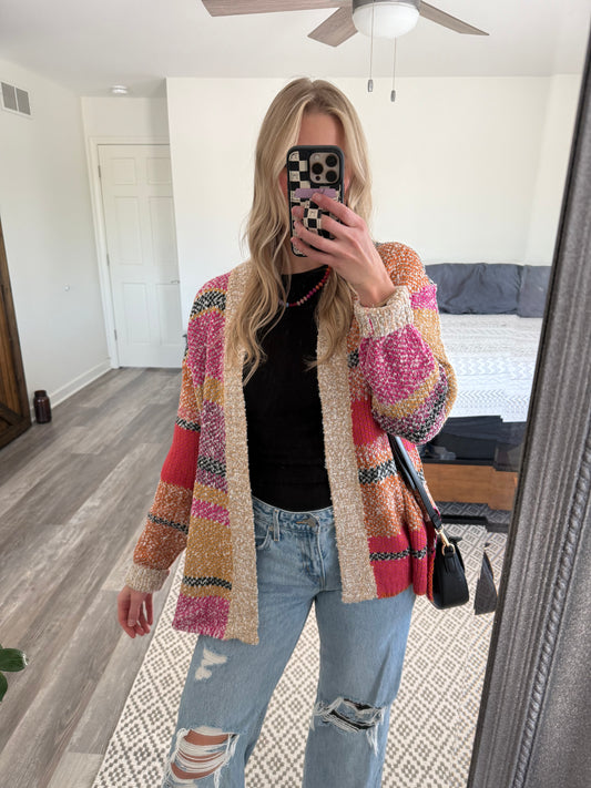 colorful oversized cardigan