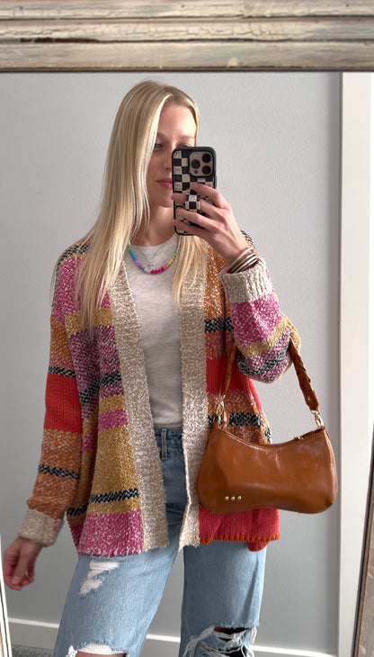 colorful oversized cardigan - fuchsia