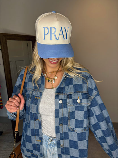 pray hat blue