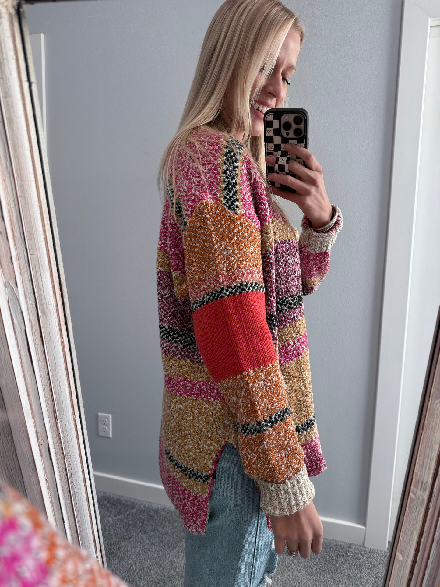 colorful oversized cardigan - fuchsia