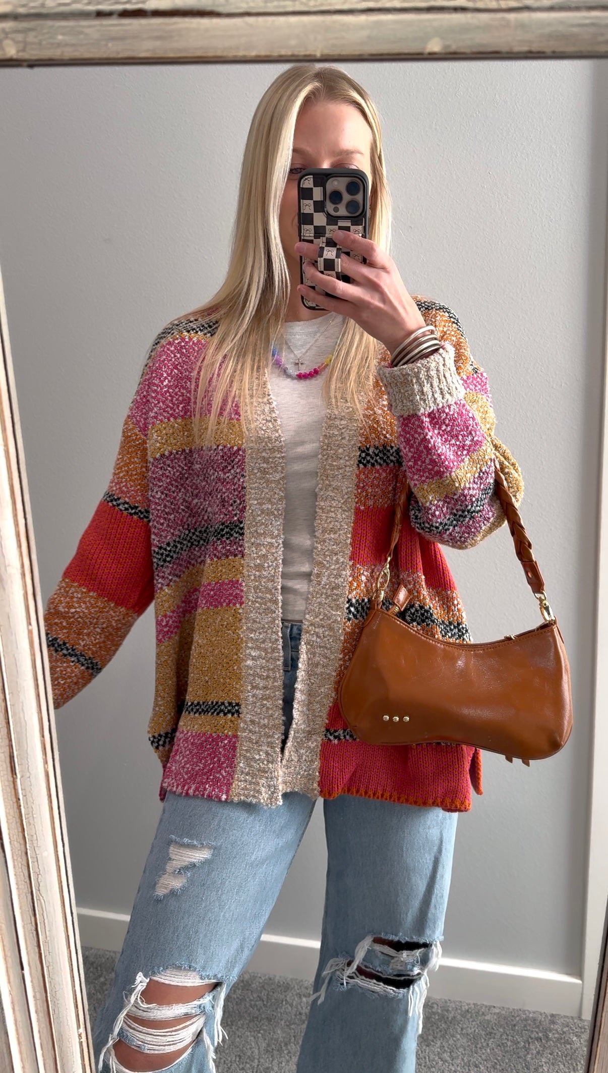 colorful oversized cardigan - fuchsia