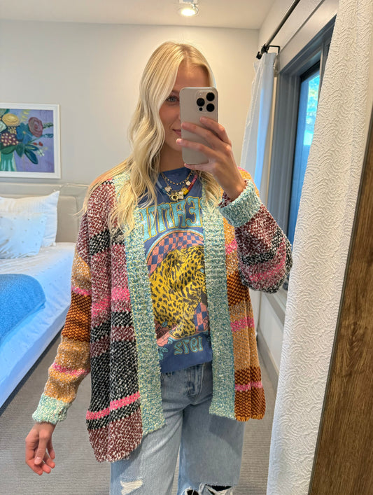 colorful oversized cardigan