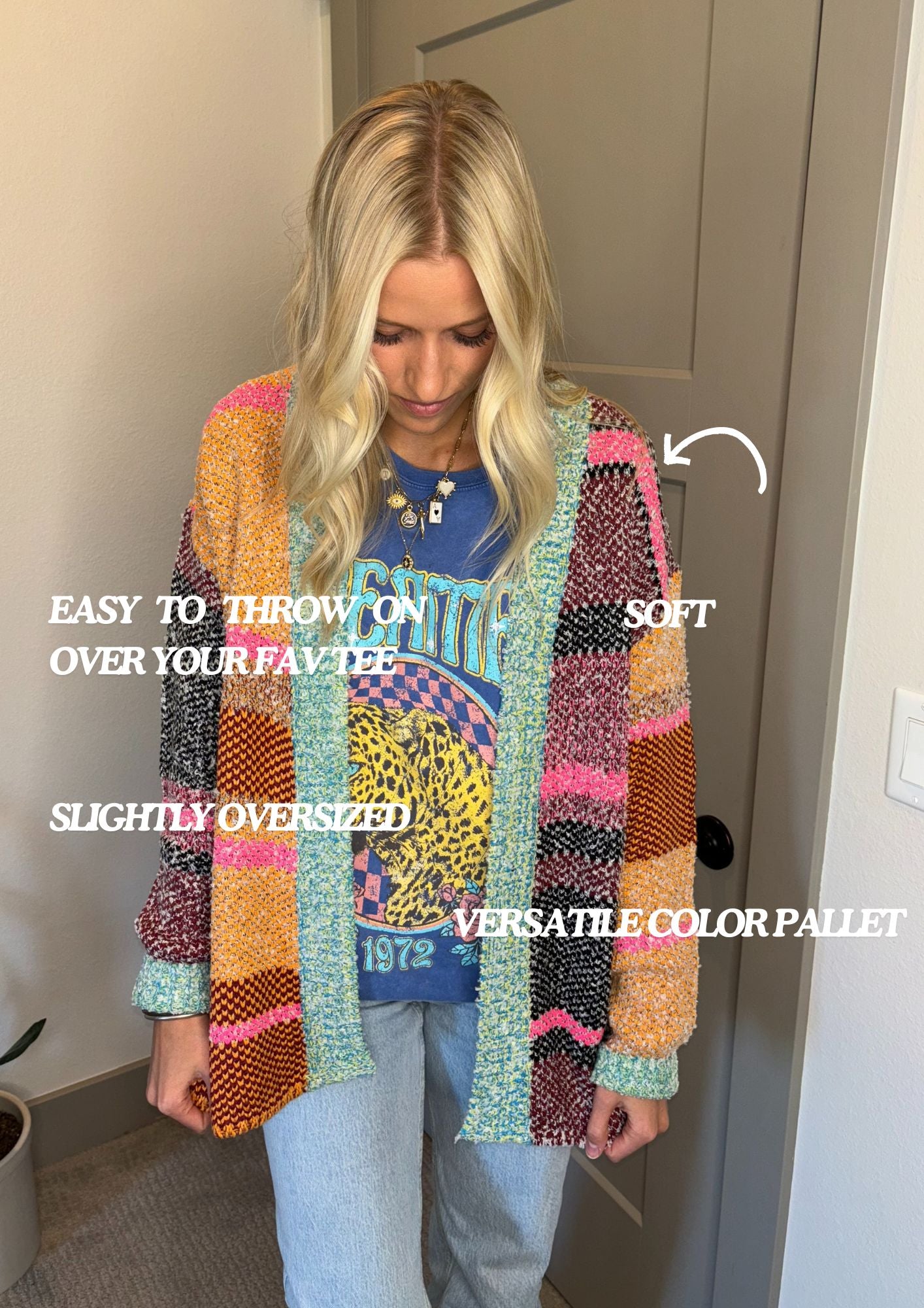 colorful oversized cardigan