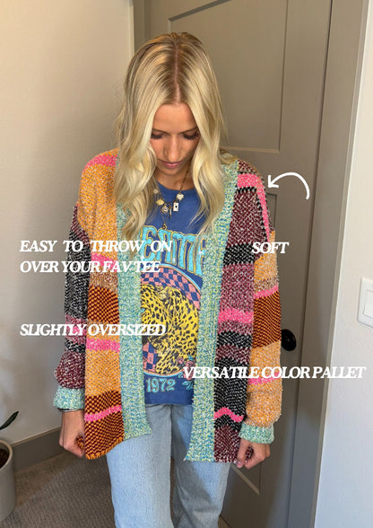 colorful oversized cardigan