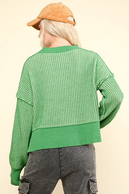 green cropped sweater