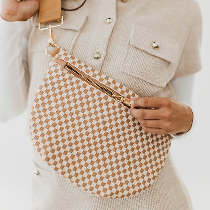 canyon woven bum bag - woven checkered tan